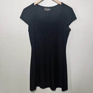 Just Choon Dress VTG 90s Y2K Little Black Slinky Knit Skater Pullover Casual S